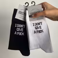دو جفت جوراب ساقدار طرح i dont give a fuck سفیدمشکی اسپرت فری سایز