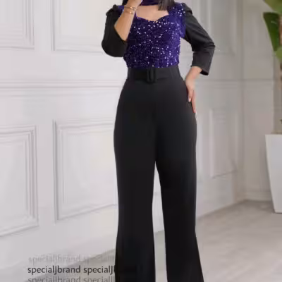 سرهمی زنانه کرپ کجراه و پولک مخملی مدل نازپری