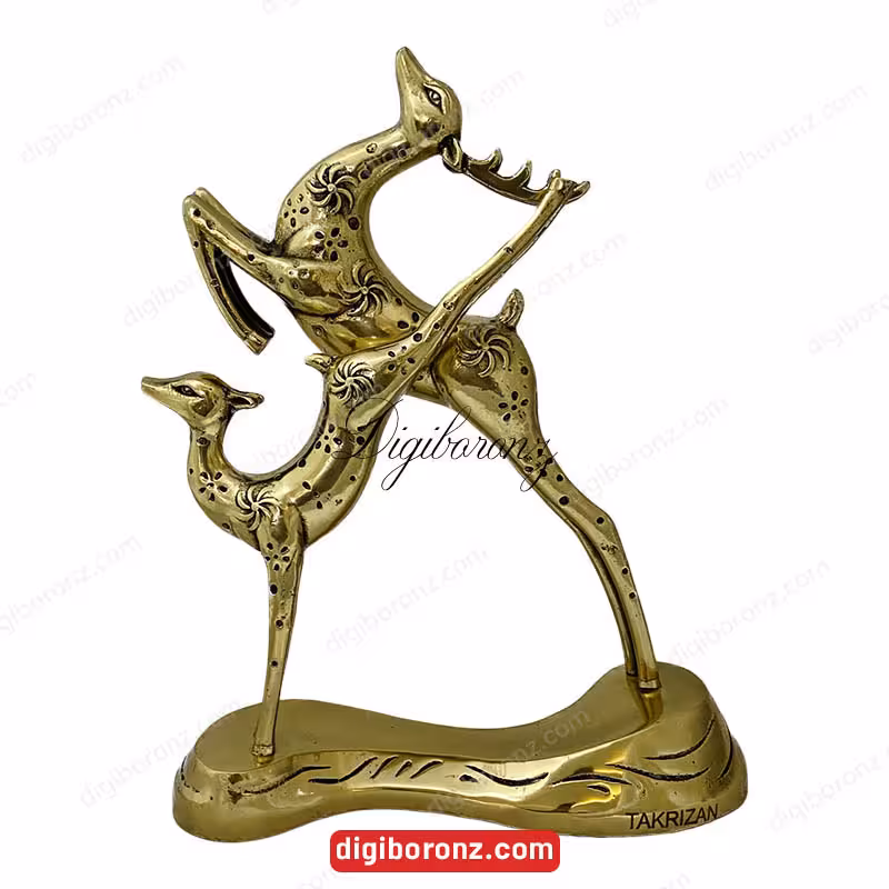 دکوری برنجی برنزی آهو دوقلو