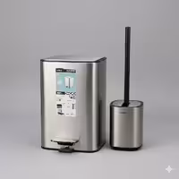 سطل و فرچه پدالی مربع‌شکل Homfel | آرام‌بند | رنگ سیلور