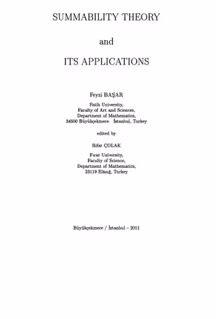 خرید و دانلود نسخه کامل کتاب Summability theory and its applications