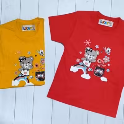 تیشرت تک دخترانه خرس مهربان سایز40 45