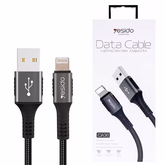 کابل USB به لایتنینگ یسیدو YESIDO CA36 طول 1.2متر 2.4 آمپر