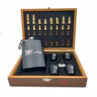 قمقمه جیبی 4شات و جعبه چوبی شطرنج طرح عشق 270cc کد a560554