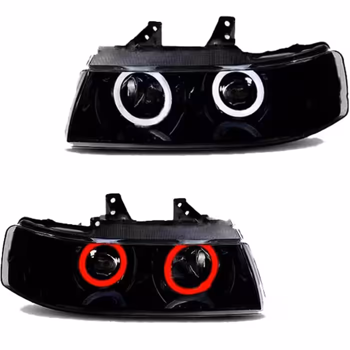 چراغ جلو اسپرت سمند LX مدل Ring مولتی کالر (ریموت دار) داخل مشکی بدون موتور دو عددی