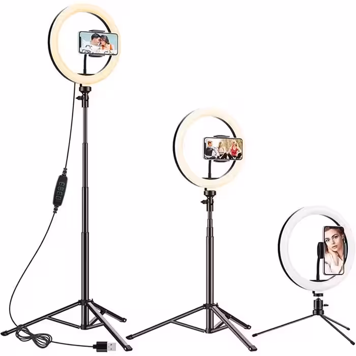 رینگ لایت ده اینچی با پایه تنظیم شونده و رومیزی Anozer Ring Light, 10.2” LED Ring Light with 57.1”