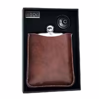 بطری نوشیدنی استیل با کیف چرمی قهوه ایی ان بی کو