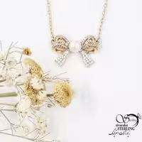 گردنبند پاپیونی ژوپینگ مروارید دار کد 17571