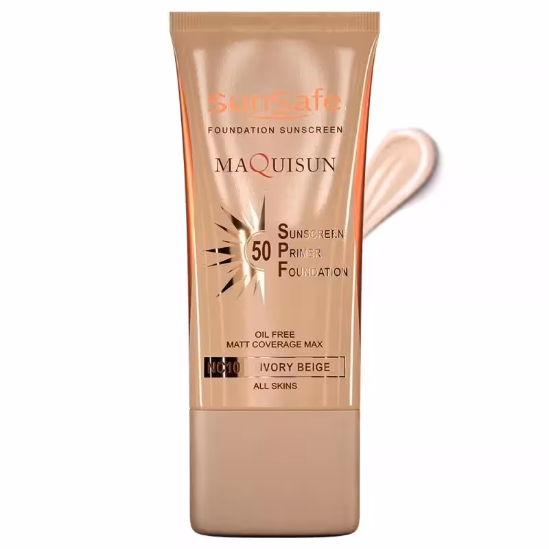 ضدافتاب کرم پودری و پرایمری SPF50  بژ عاجی NC10 سان سیف