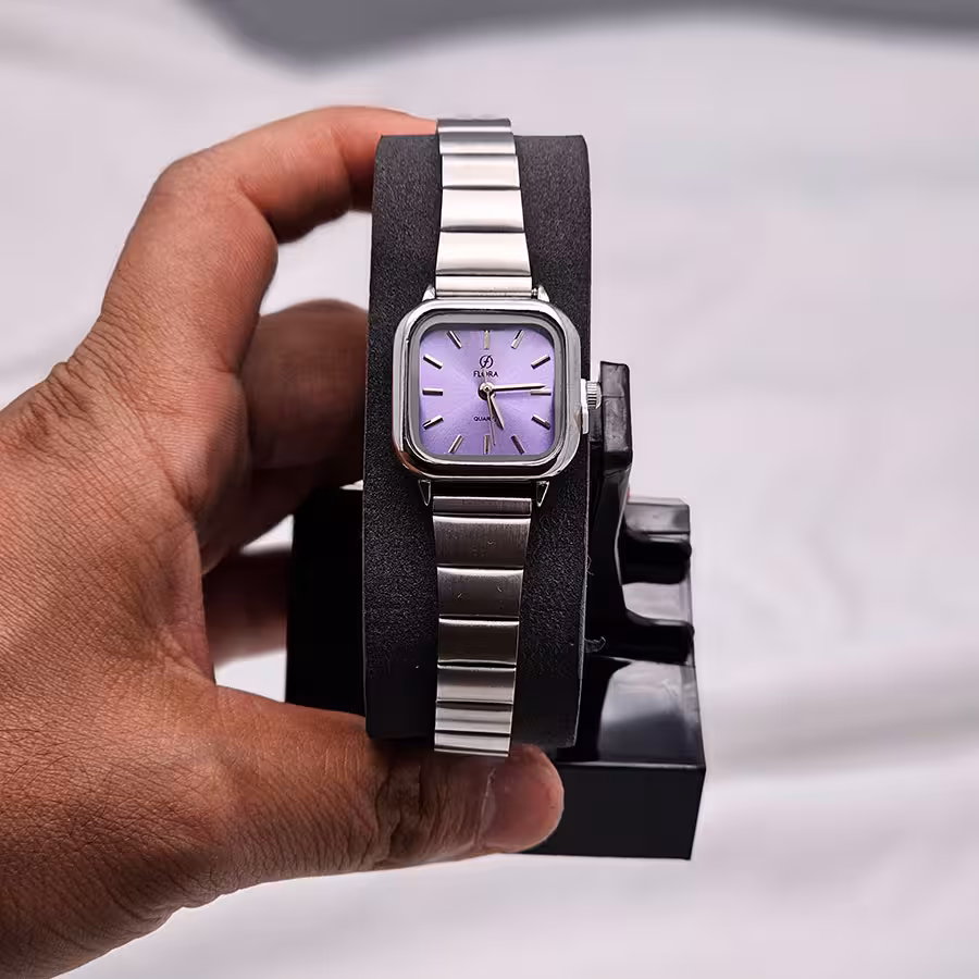 ساعت استیل زنانه صفحه یاسی