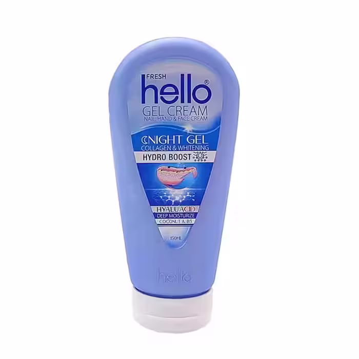 کرم ژل آبرسان حاوی هیالورونیک اسید هلو فرش مخصوص شب حجم 150 میلی لیتر | Hello Fresh Gel Cream Hyaluronic Acid Night Gel 150 ml