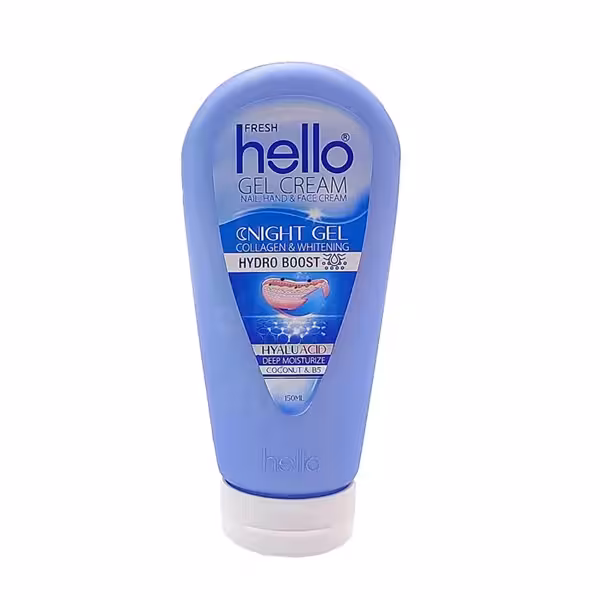 کرم ژل آبرسان حاوی هیالورونیک اسید هلو فرش مخصوص شب حجم 150 میلی لیتر | Hello Fresh Gel Cream Hyaluronic Acid Night Gel 150 ml