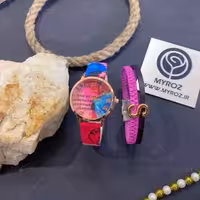 پکیج هدیه ساعت مچی و دستبند صورتی مدل227