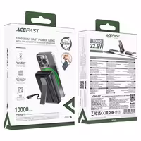 پاوربانک وایرلس 10000 مگ سیف ایس فست ACEFAST M24 توان 22.5 وات همراه با کابل متصل و استند