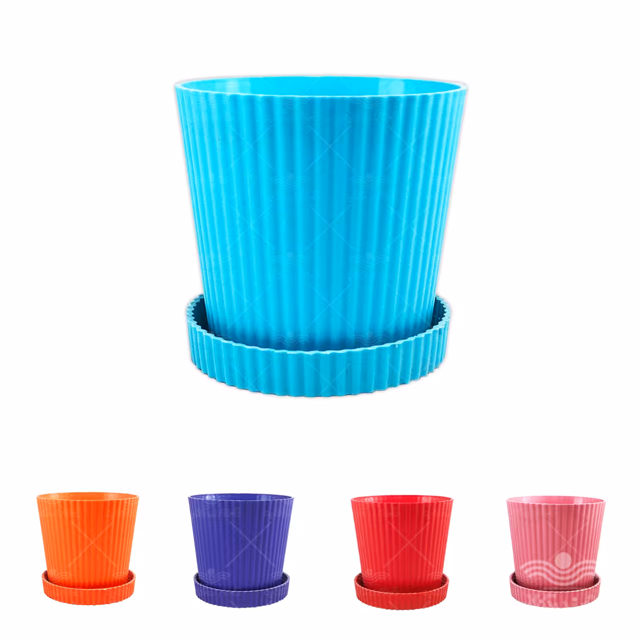 گلدان رنگی با زیر گلدانی سایز 10