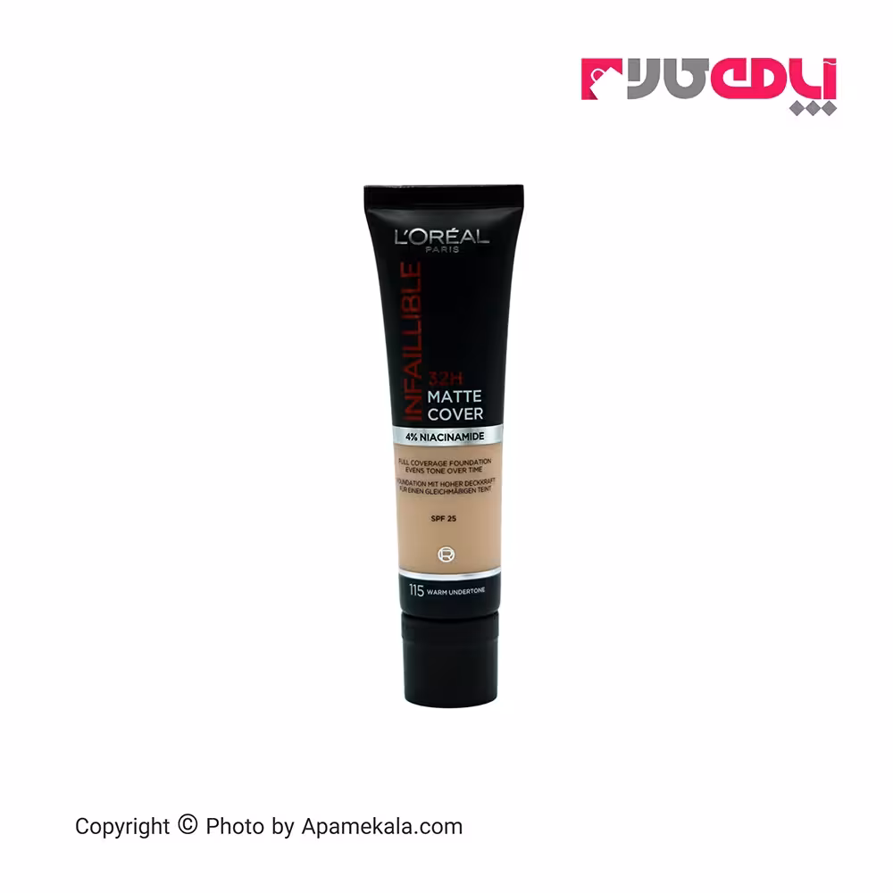 کرم پودر مات اینفیلیبل 32 ساعته لورال spf 25 رنگ 115 Warm Undertone