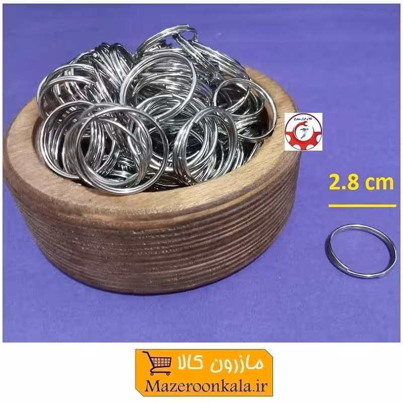 حلقه و رینگ مفتولی جاکلیدی و آویز فلزی J قطر 2.8 سانت بدون زنجیر و فنر فروش تک و تعداد HSK-182