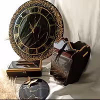 ست چوبی رزینی 4تکه جهیزیه مشکی طلایی