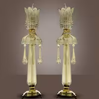 شمعدان پایه‌بلند گلبرگی کریستال شامپاینی