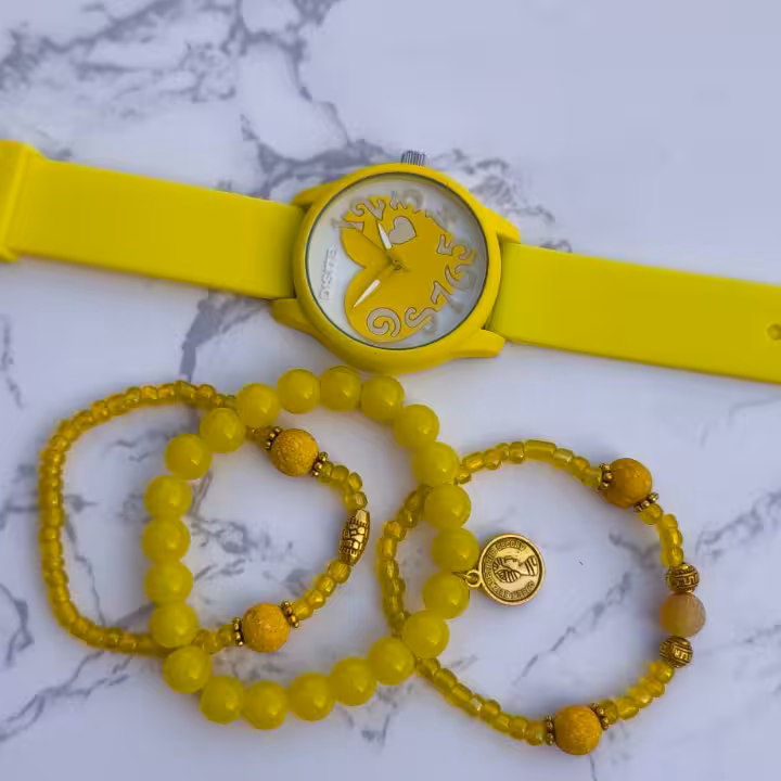 ست ساعت و دستبند دخترانه رنگی