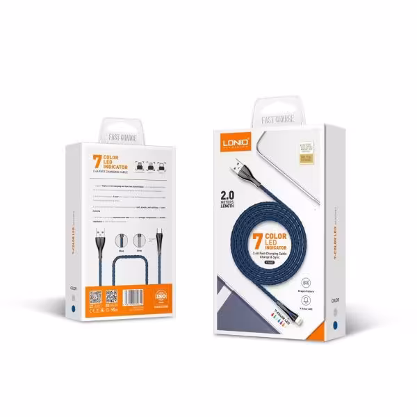 کابل شارژر الدینیو سیم گرد مدل LS462 type c