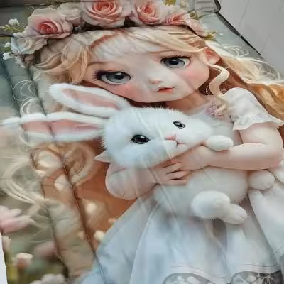 روتختی سه‌بعدی پسرانه طرح دخترک و خرگوش