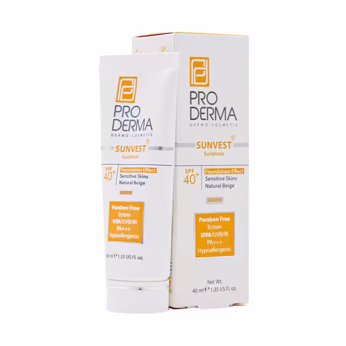 کرم ضد آفتاب مینرال رنگی پرودرما ⁺SPF40 مناسب پوست های حساس حجم 40 میلی لیتر