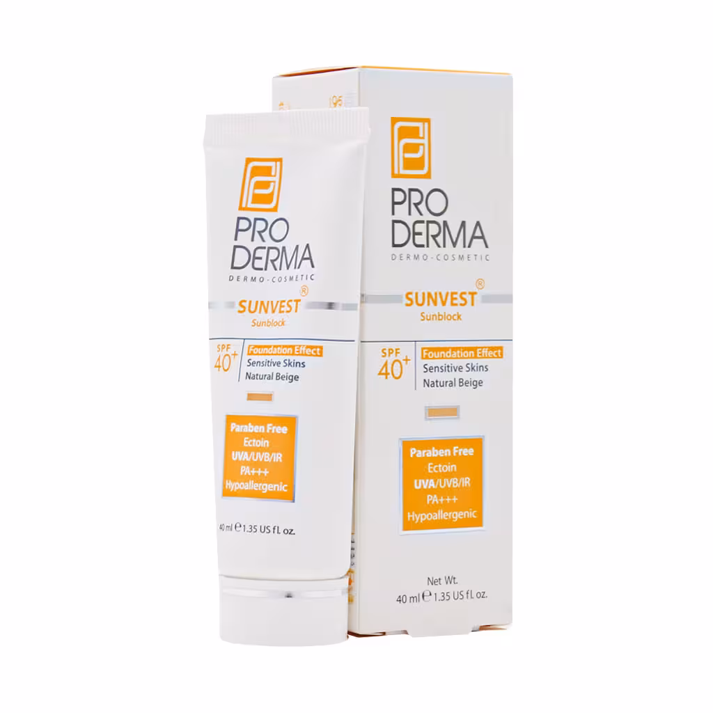 کرم ضد آفتاب مینرال رنگی پرودرما ⁺SPF40 مناسب پوست های حساس حجم 40 میلی لیتر