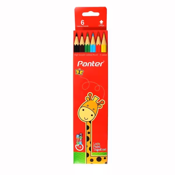 مداد رنگی پنتر 6 رنگ جعبه مقوائی بزرگPanter