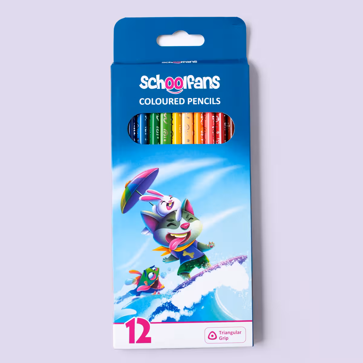 مداد رنگی 12 رنگ جعبه مقوایی اسکول فنس (Schoolfans)