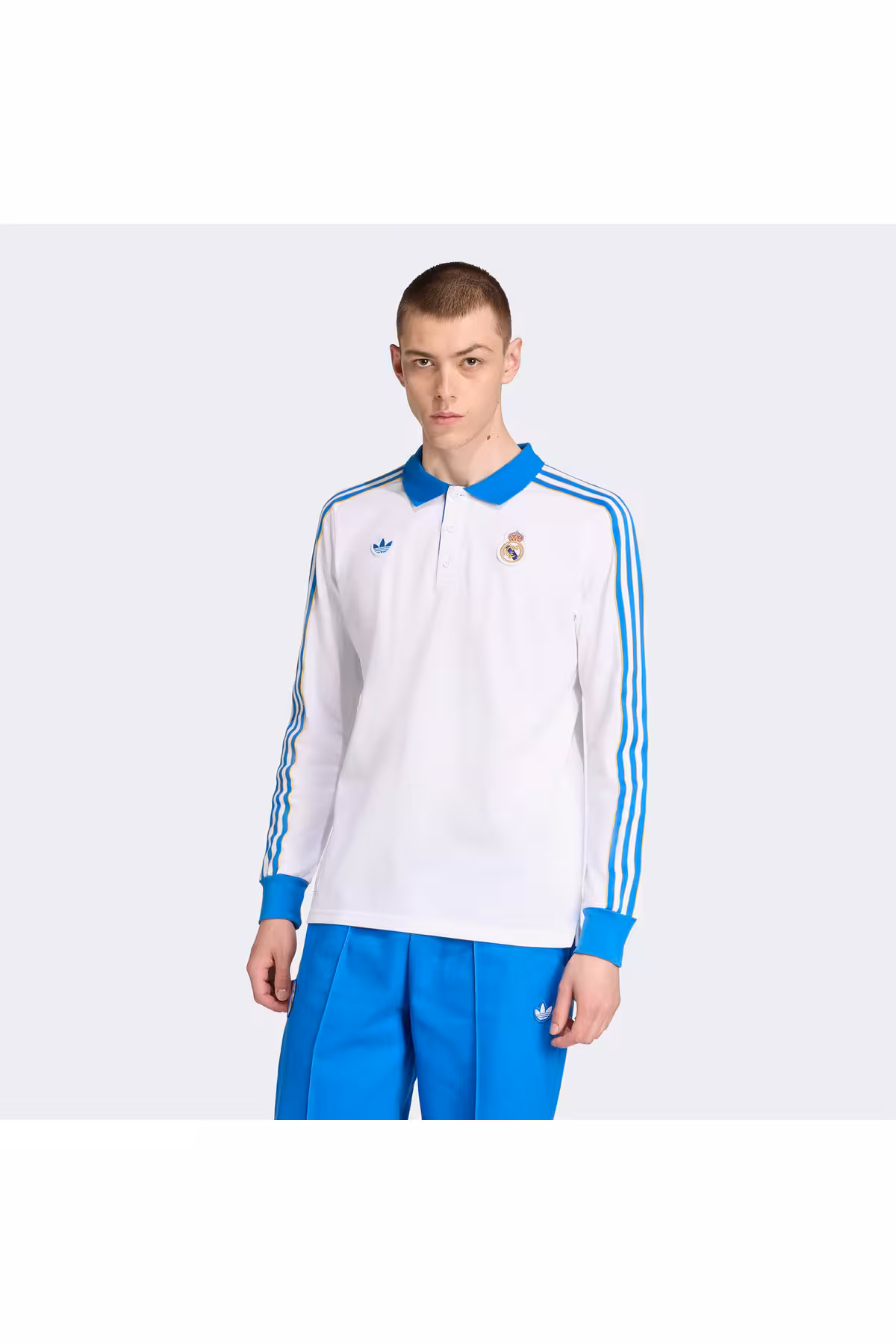 مردانه آیکون های واقعی تراس مادرید تی شرت مرد سفید آبی adidas