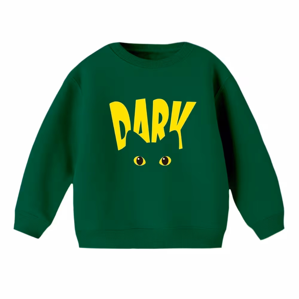 سویشرت بچگانه مدل گربه تاریک رنگ سبز