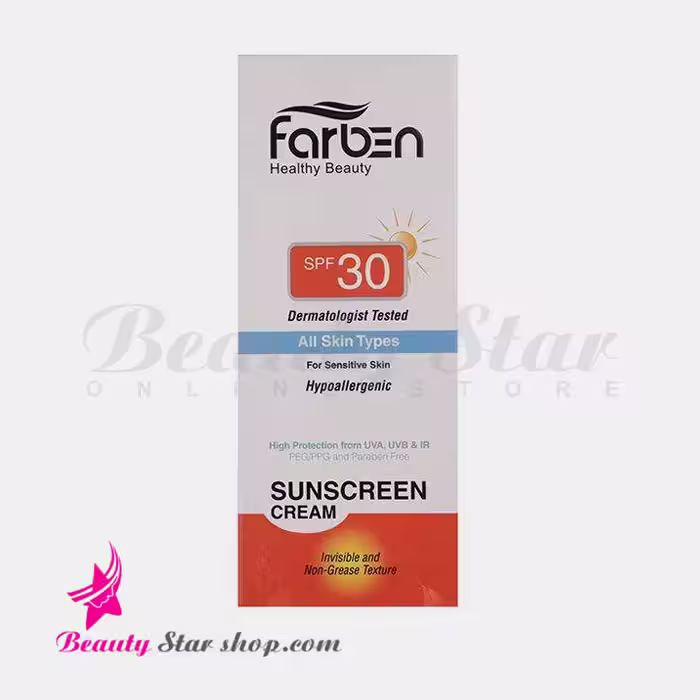 کرم ضد آفتاب SPF30 فاربن مناسب پوست حساس مدل All Skin Types حجم 50 میلی لیتر
