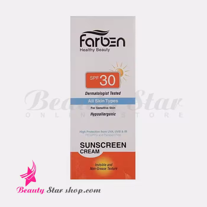 کرم ضد آفتاب SPF30 فاربن مناسب پوست حساس مدل All Skin Types حجم 50 میلی لیتر