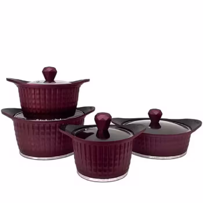 سرویس قابلمه چدن یونیک 8 پارچه بنفش مدل UN-8203