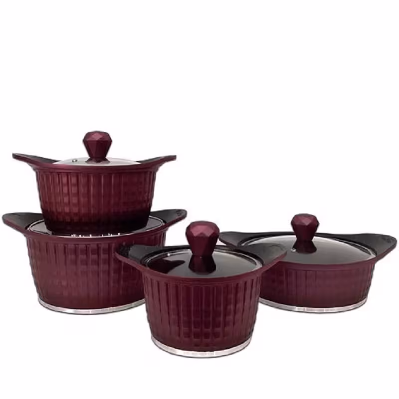 سرویس قابلمه چدن یونیک 8 پارچه بنفش مدل UN-8203