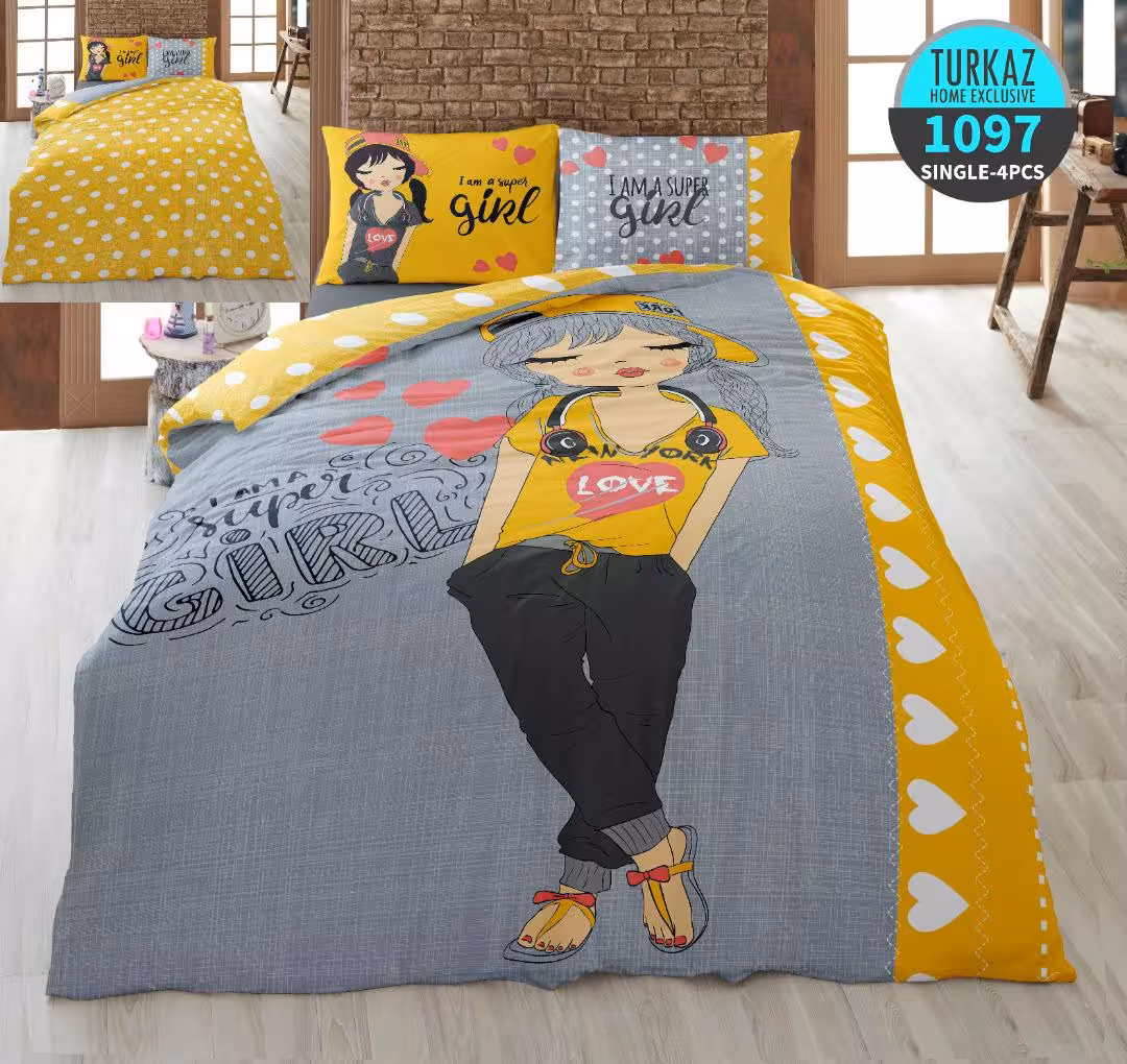 سرویس لحاف روتختی 1 نفره چاپی تنسل برند ترکاز(Turkaz) کد 1097