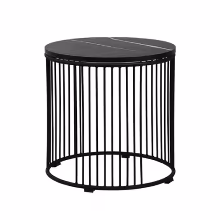 میز عسلی گرد سه تیکه پایه استیل