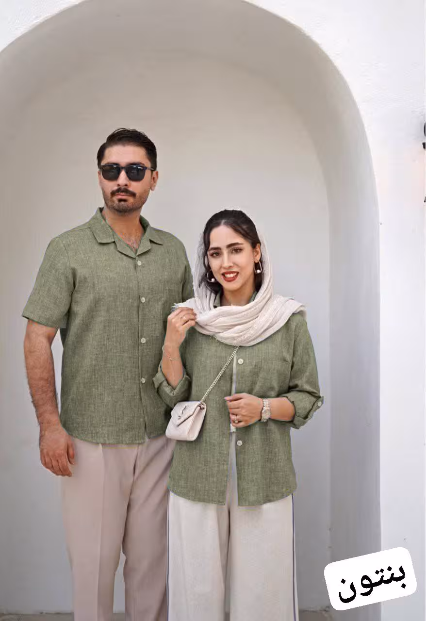 ست بلوز همسری برای خانوم و اقا جنس شانتون فری سایز مناسب تا 48