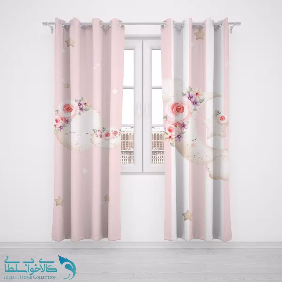 پرده پانچی اتاق کودک طرح ماه کد A2866