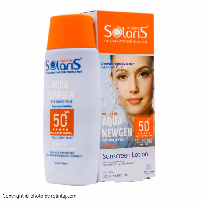لوسیون آبی ضد آفتاب فاقد چربی SPF50 آکوا نیوژن سولاریس آردن 100 میلی
