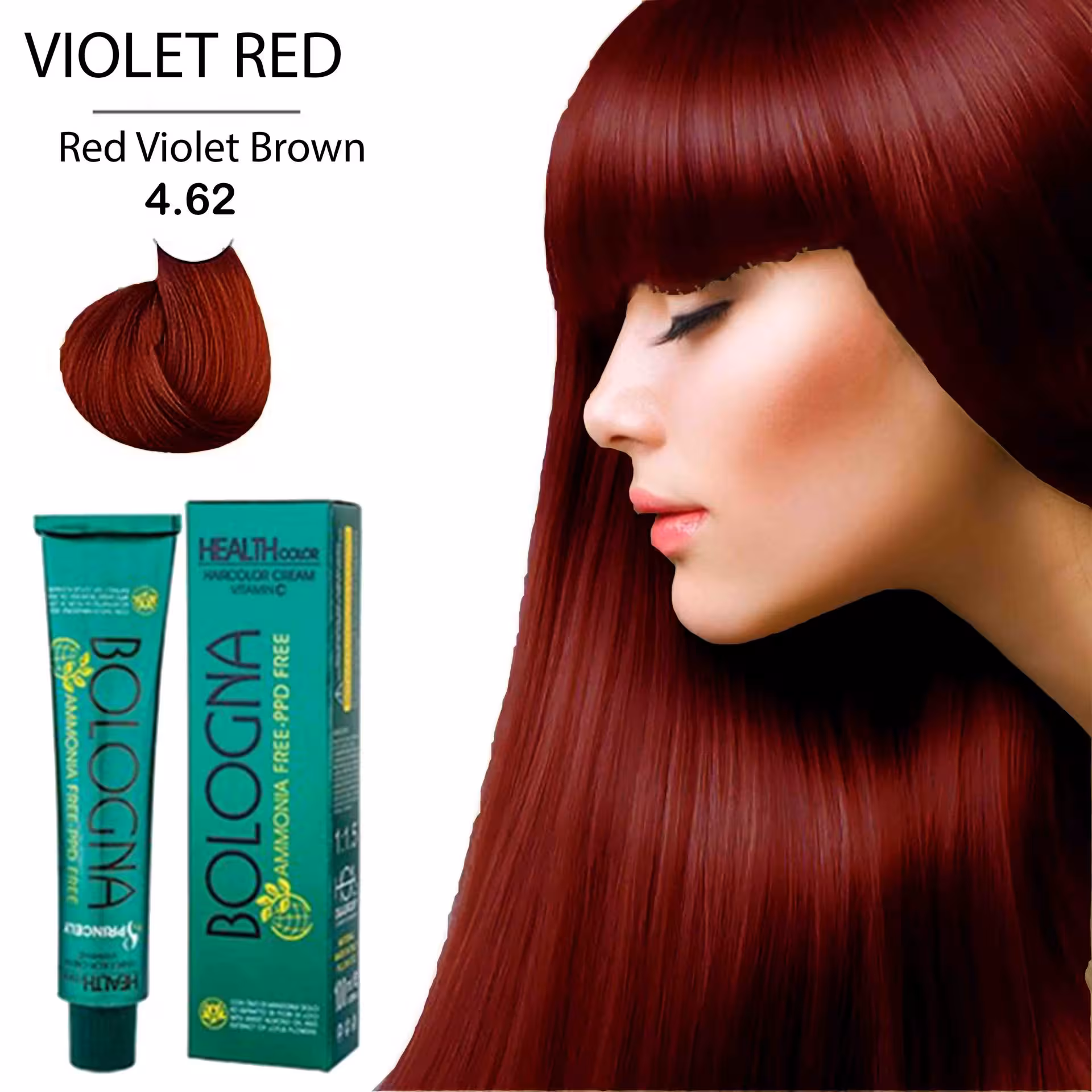 رنگ مو بدون آمونیاک بلونیا قهوه ای شرابی قرمز 100میل Red Violet brown 462