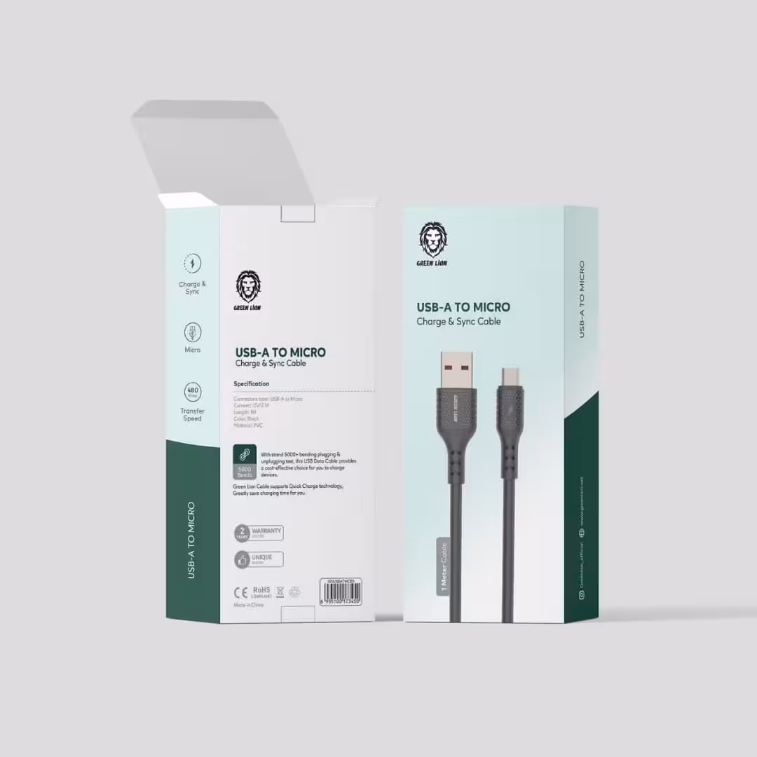 کابل USB-A به میکرو 1 متر گرین Green USB-A to Micro cable PVC