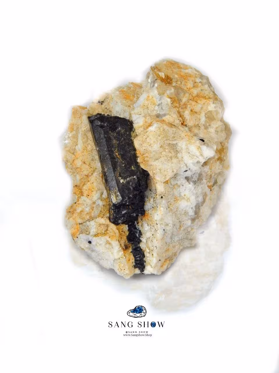 سنگ تورمالین سیاه (شورل) اصل بر روی بستر S536