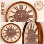 VERTICE ورتیچ ساعت دیواری قطر 60 تمام چوب راش گرد قهوه ای  VR-640