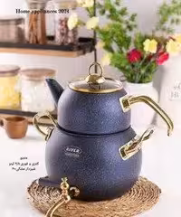 کتری قوری 2/8لیتر و قوری 1لیتر شیر دار طلایی ریور کد 5865