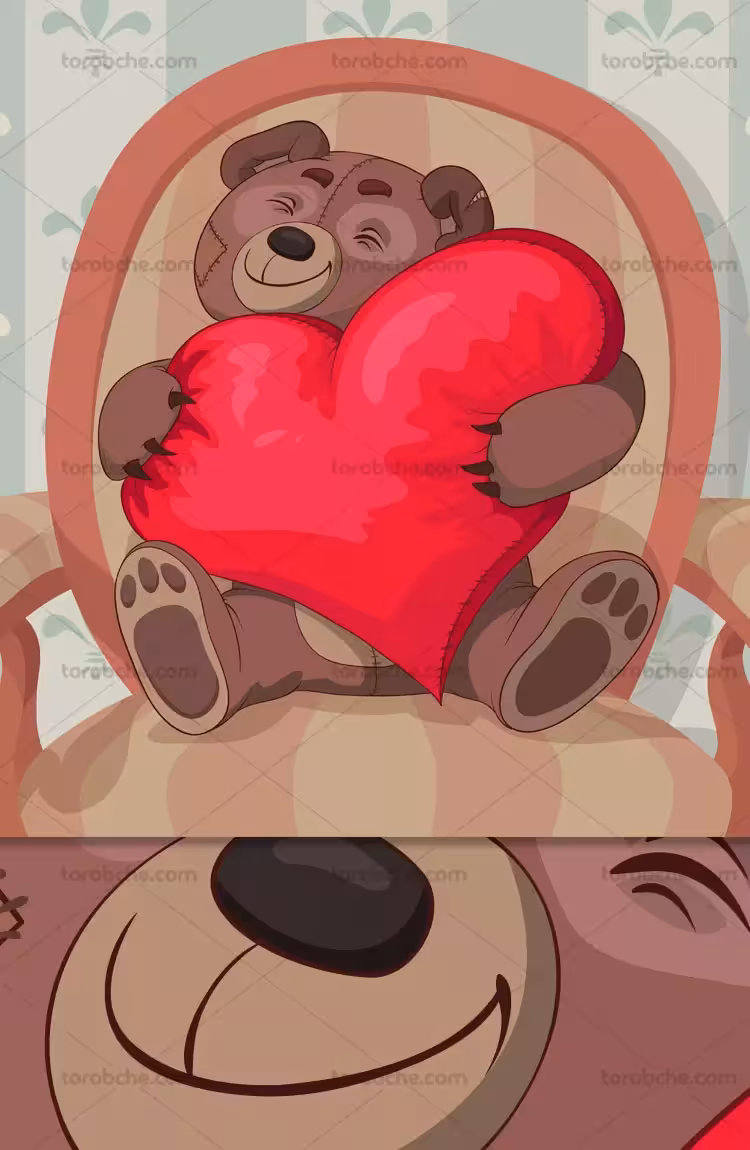 بکگراند خرس با قلب بزرگ قرمز | گرافیک با طعم تربچه