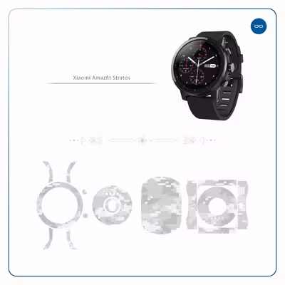برچسب ماهوت طرح Army Winter Pixel مناسب برای ساعت هوشمند شیایومی Amazfit Stratos