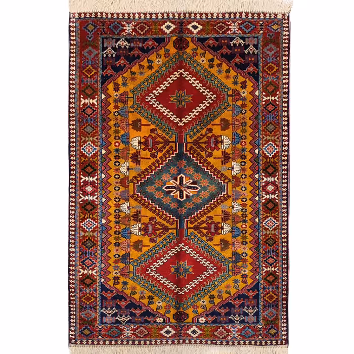 فرش دستبافت یک و نیم متری طرح لوزی کد AA476