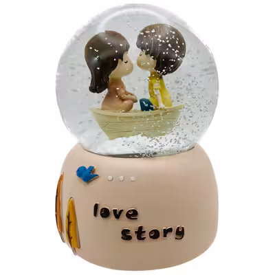 گوی موزیکال مدل پمپی Love Story طرح گنجشک و درخت کد PA4071
